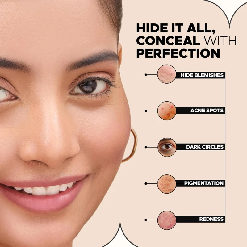 Hilary Rhoda Hide It All Cover Conceal | Conceals Masks, Scars & Dark Circles | High Coverage Concealer | With Shea Butter | Matte Finish | Cruelty-Free & Vegan - 3.7ml (Beige - Shade 5) thumbnail 5